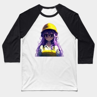 Anime Girl worker in construction helmet, hard hat Baseball T-Shirt